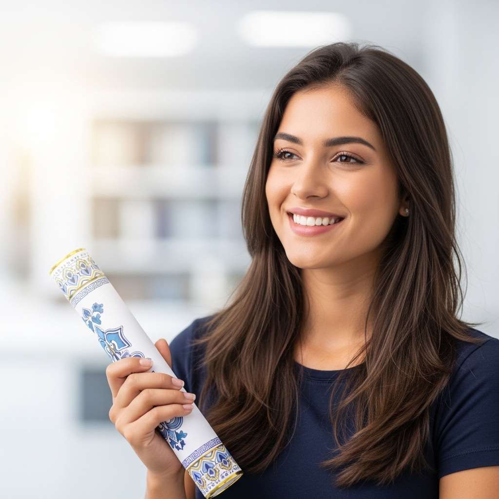 Estudante universitário com diploma